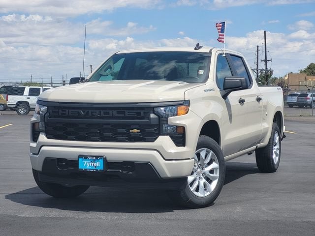 2026 Chevrolet Silverado 1500 Custom in White Sands — front three-quarter view